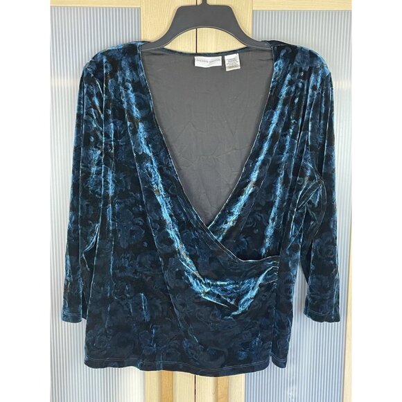 Jaclyn Smith Velvet Burnout Faux Wrap Top Y2K Whimsigoth Fairy Grunge Size L - Picture 1 of 4